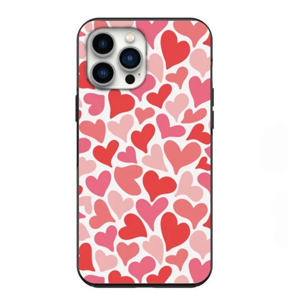 Cute Valentine's Day Pink and Red Hearts Design Phone Case with iPhone 17 to 11 Pro Max