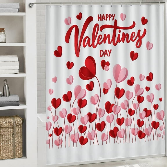 Cute Valentine's Day Shower Curtain Heart Candy waterproof shower curtain  Bathroom Shower Curtain Set with Hooks, 72x72in
