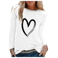thumbnail image 1 of Cute Valentine's Day T Shirts Gifts for Women Love Heart Print Tops Crewneck Long Sleeve Graphic Tee Tops Mother's Day, 1 of 8