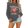 thumbnail image 1 of Cute Valentine's Sweatshirt for Women Love Heart Shirts Teacher Letter Print Long Sleeve Crew Neck Fall Plus Size Pullover Sweater, 1 of 4
