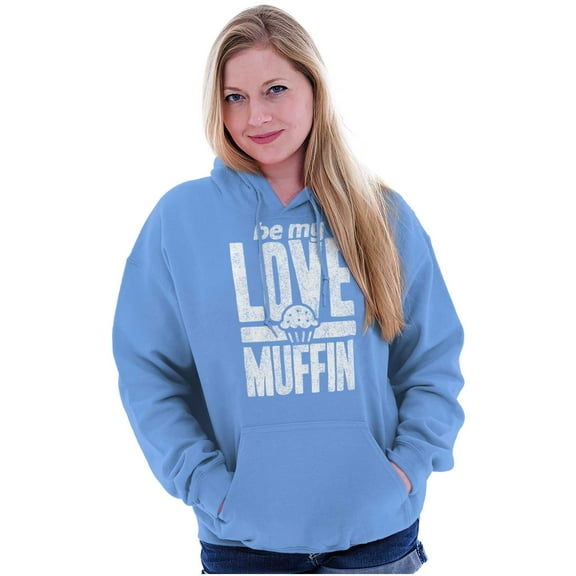 Cute Valentines Day Be My Love Muffin Women Plus Size Graphic Pullover Hoodie Brisco Brands 2X