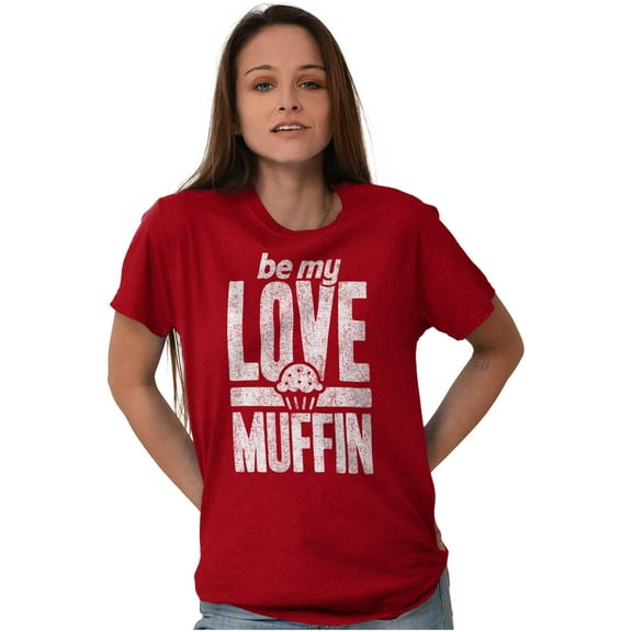 Cute Valentines Day Be My Love Muffin Women's Plus Size Graphic Tee Brisco Brands 2X