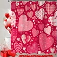 thumbnail image 1 of Cute Valentines Day Decor Shower Curtain, Valentine''s Red Pink Heart Love Fabric Shower Curtains Set for Bathroom Decoration with Hooks 72 X 72 Inch Trendy Valentine Hearts Bath Decor, 1 of 6