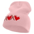thumbnail image 1 of Cute Valentines Day Logo Embroidered 8 inch Acrylic Short Beanie - Pink OSFM, 1 of 5