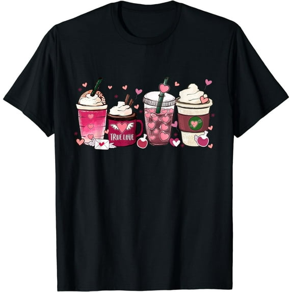 Cute Valentines Day Shirt Valentine Coffee Lover Women Girl T-Shirt