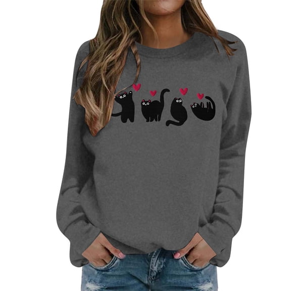 Cute Valentines Sweatshirt Women Love Heart Shirts Fashion Floral Long Sleeve Crewneck Gifts Clothes Tops