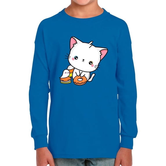 Cute Vampire Kitten W Donut Long Sleeve Toddler -Image by Shutterstock, 5 Toddler