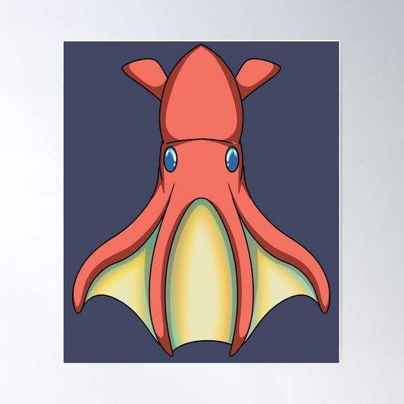 Cute Vampire Squid Poster Wall Art, Modern Wall Decor For Living Room Bedroom, 12x18 UNFRAMED