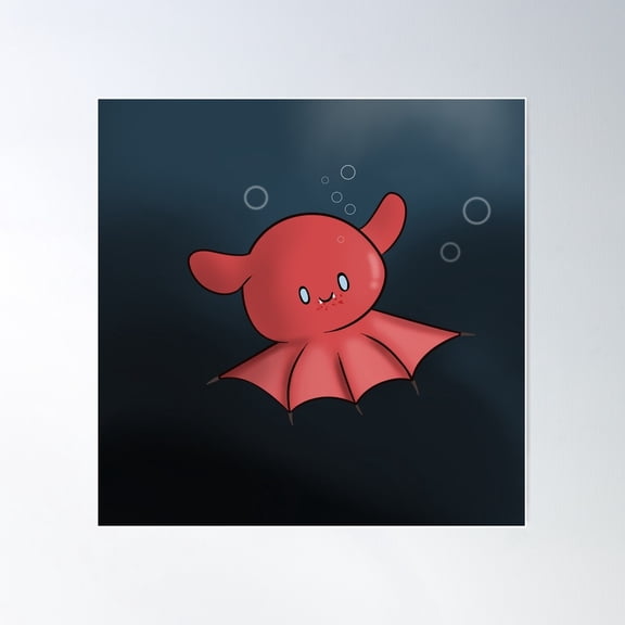 Cute Vampire Squid Print Poster Wall Art, Modern Wall Decor For Living Room Bedroom, 24x24 UNFRAMED