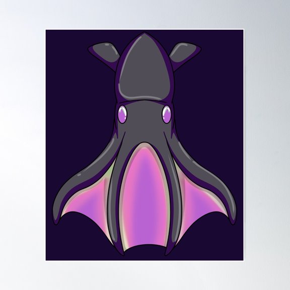 Cute Vampire Squid (Purple) Poster Wall Art, Modern Wall Decor For Living Room Bedroom, 12x18 UNFRAMED