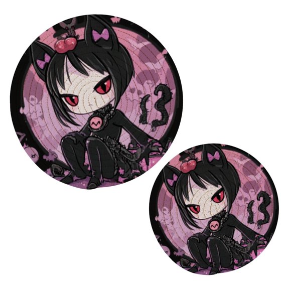 Cute Vampire with Cat Ears Pot Holders Trivets Set of 2 Cotton Hot Pads Mats for Hot Dishes Pots Pans Kitchen Cooking 7" 9.5"
