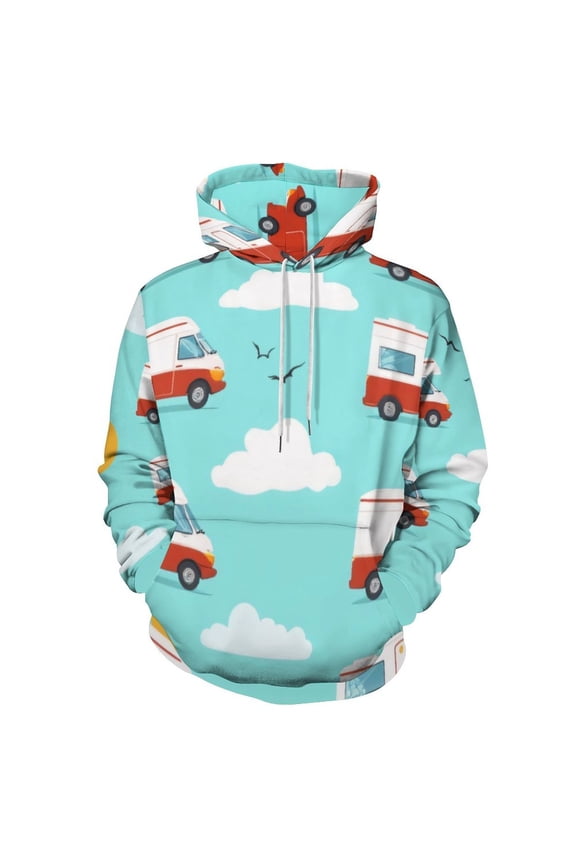 Cute Van Pattern with Clouds And Birds Men's Women New Sweatshirt Hoodie Men's Plus Size Sweatshirt Hooded Sweatshirt 3d Printed Street Men's Cloth