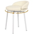 thumbnail image 1 of Cute Vanity Chair with Gold Bese, Makeup Desk Chair with Low Back for Small Space, Leather Modern Vanity Stool for Bedroom Dress Room, White(Rotatable), 1 of 7