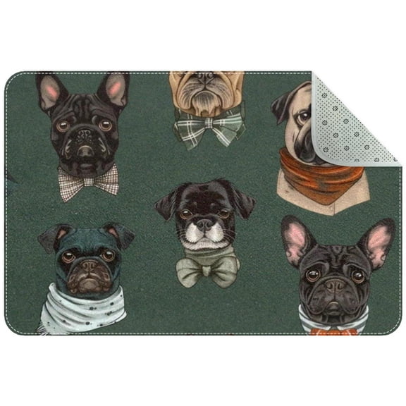 Cute Variety of Dog Faces Entryway Rug, 2x3 Area Rug Indoor Door Mat Non-slip Washable Floor Carpet Rug for Bedroom Office Dining Room Bathroom