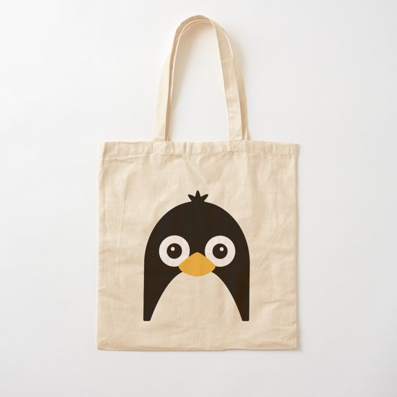 Cute Vector Penguin Canvas Tote Bags, Reusable Shopping Bag