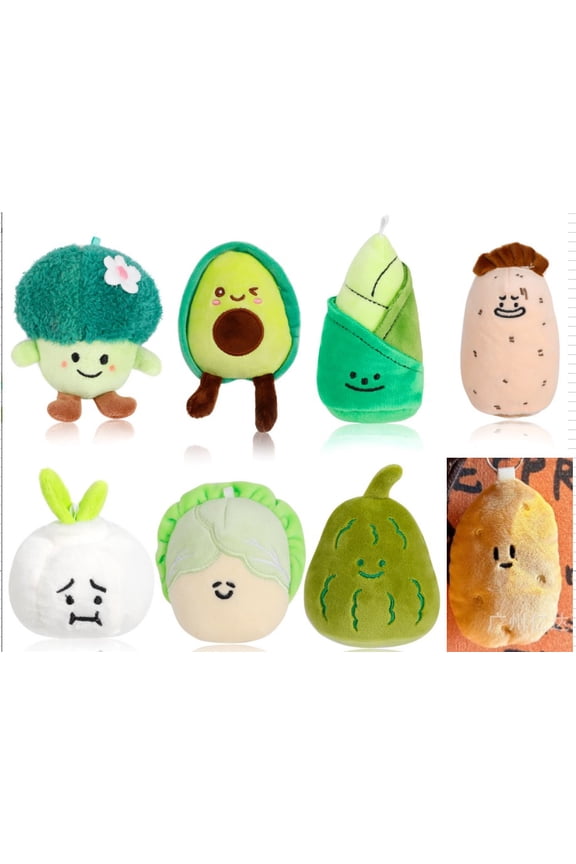 Cute Vegetable Fruit Plush Keychain Charms, 8 Styles Soft Stuffed Emoji Key Ring for Backpack Purse Car Keys Decor Gifts