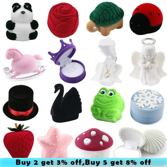 Cute Velvet Jewelry Box Organizer Wedding Ring Box Jewelry Storage Case Earring Necklace Display Packaging Gift Box Container