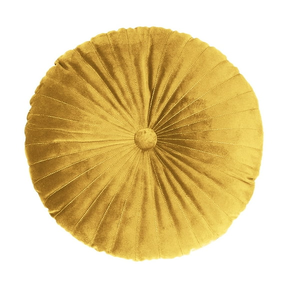 Cute Velvet Round Throw Pillow, Decorative Round Pleated Pillow with Center Button, Pumpkin Shaped Velvet Floor Pillows for Sofa Couch, Vanity Chair, Bed, Bohemian Home Decor Accent