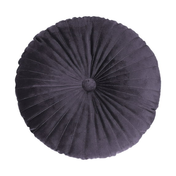 Cute Velvet Round Throw Pillow, Decorative Round Pleated Pillow with Center Button, Pumpkin Shaped Velvet Floor Pillows for Sofa Couch, Vanity Chair, Bed, Bohemian Home Decor Accent