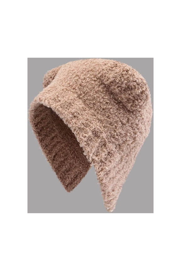 Cute And Versatile Solid Color Bear Hat For Women Winter Warmth With Ear Trapper Hats Mad Hats Winter Straps Winter Hat Ear Covering Hat Plaid Winter Hat Christmas Trapper Hat Thermal Cycling Cap Hat
