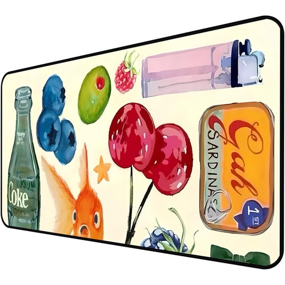 Cute Vibrant Deskpad, Patterned Collage Desktop Mouse Pad XXL, Beige Large Gaming Keyboard Pad,Funny Extra Large Desk Mat, Laptop pad, Home Office Desk Decor Aesthetic for Women 31.5"X15.7"