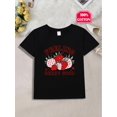 thumbnail image 1 of Cute Vibrant Red 100% Cotton Girls' T-Shirt with Strawberry Print - Casual, Comfy Short Sleeve Crew Neck Top - Ideal Holiday Gift for Youngsters, 1 of 7