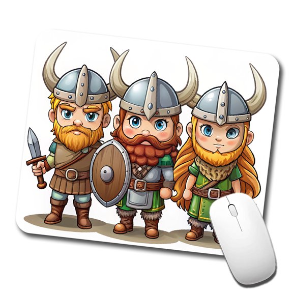 Cute Vikings Mouse Pad Low Profile Gaming Mat