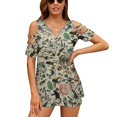 thumbnail image 1 of Cute Vintage Bug Pattern Womens Summer V Neck Zipper Top Short Sleeve T Shirt Off Shoulder Top Casual Classy Loose Shirts, 1 of 7