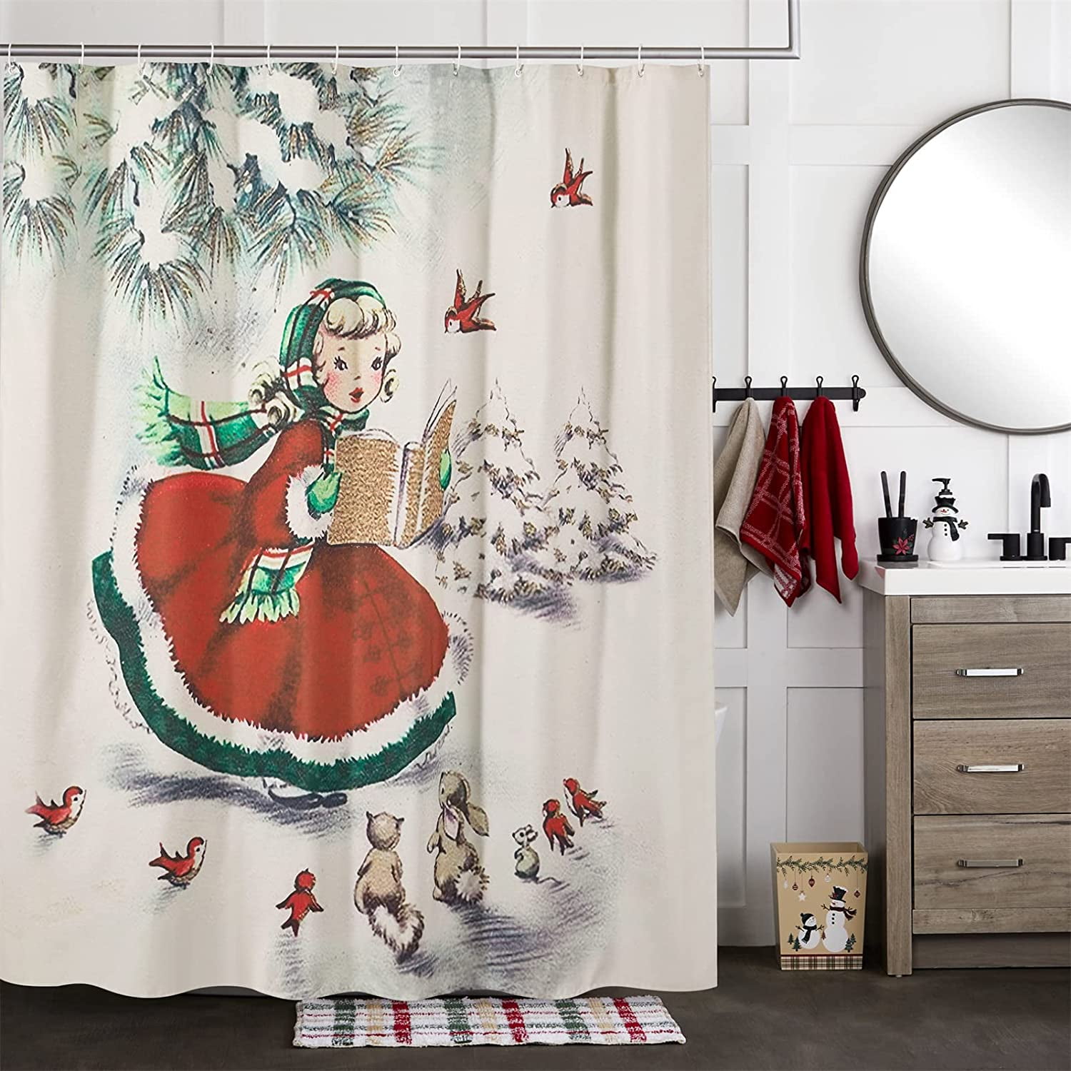 Vintage Christmas Shower Curtain