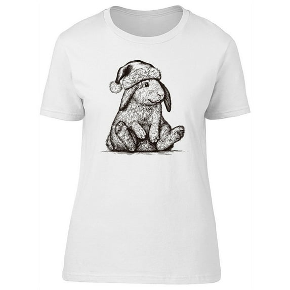 Cute Vintage Christmas Rabbit T-Shirt Women -Image by Shutterstock, Female x-Large