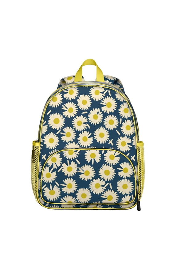 Cute Vintage Daisy Backpack - Ergonomic Student Daypack with Side Pockets & Breathable Straps (Floral, Artistic, Summer)