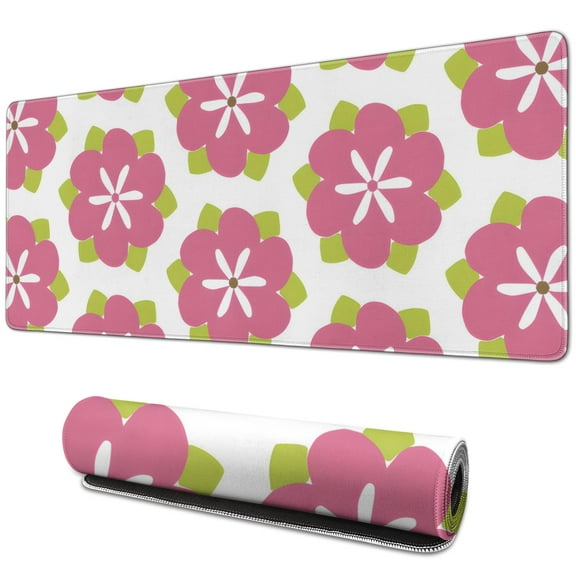 Cute, Vintage Groovy Flowers Mouse Pad - Large, Non-Slip Rubber Base with Stitched Edges - Perfect Addition for Your Computer, Laptop, Home Office Decor - 31.5x11.8 inches