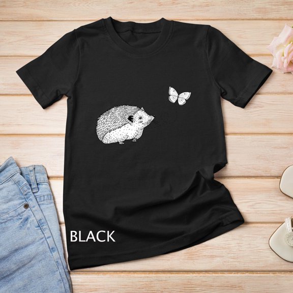 Cute Vintage Hedgehog & Butterfly Art Unisex T-shirt