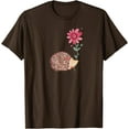 thumbnail image 1 of Cute Vintage Hedgehog & Flower Art Unisex T-Shirt for Men Women Kids Toddler,Dark Chocolate Color,Size XL, 1 of 5