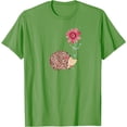 thumbnail image 1 of Cute Vintage Hedgehog & Flower Art Unisex T-Shirt for Men Women Kids Toddler,Lime Color,Size 5/6, 1 of 5