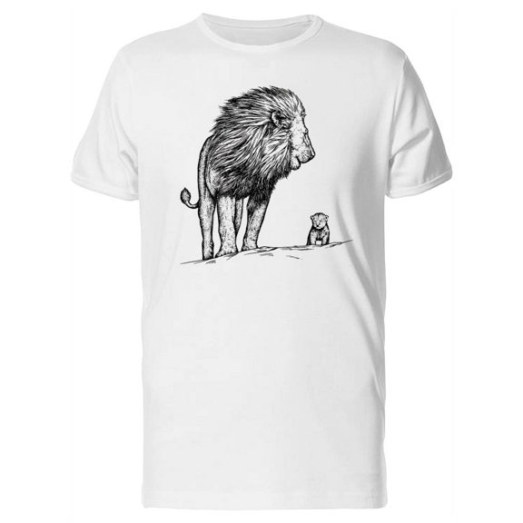Cute Vintage Lion And Baby T-Shirt Men -Image by Shutterstock, Male Large