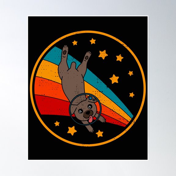 Cute Vintage Mountain Cur Dog Owner Retro Dog In Space Poster Wall Art, Modern Wall Decor, 16x24 UNFRAMED