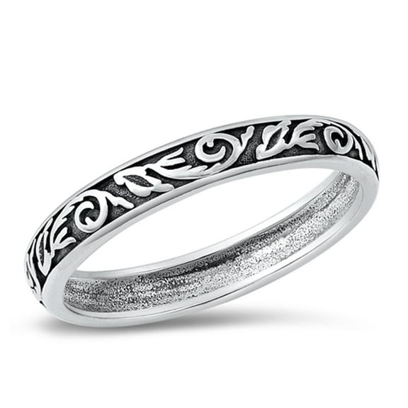 Cute Vintage Oxidized Ring .925 Sterling Silver Wedding Band Jewelry Female Male Unisex Size 9
