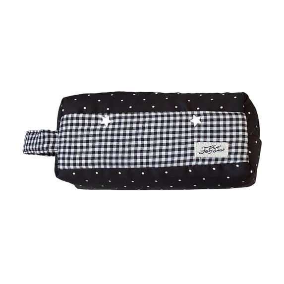 Cute Vintage Pencil Case,Cute Plaid Pencil Case with Handle, Dot Pen Pencil Pouch Preppy Plaid Makeup Bag Large Capacity Stationery Storage Bag