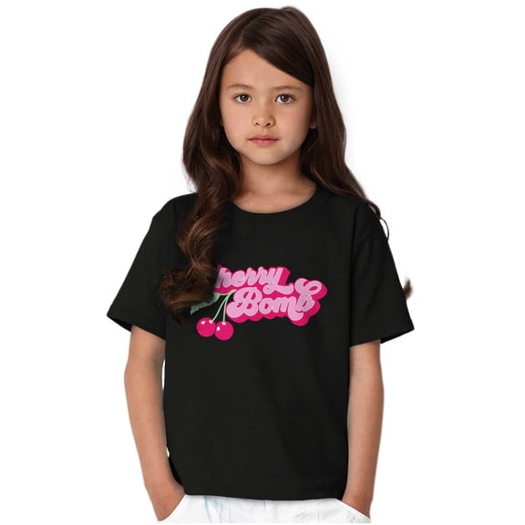 Cute Vintage Retro Cherry Bomb Girls Kids T Shirt Tees Teen Brisco Brands X