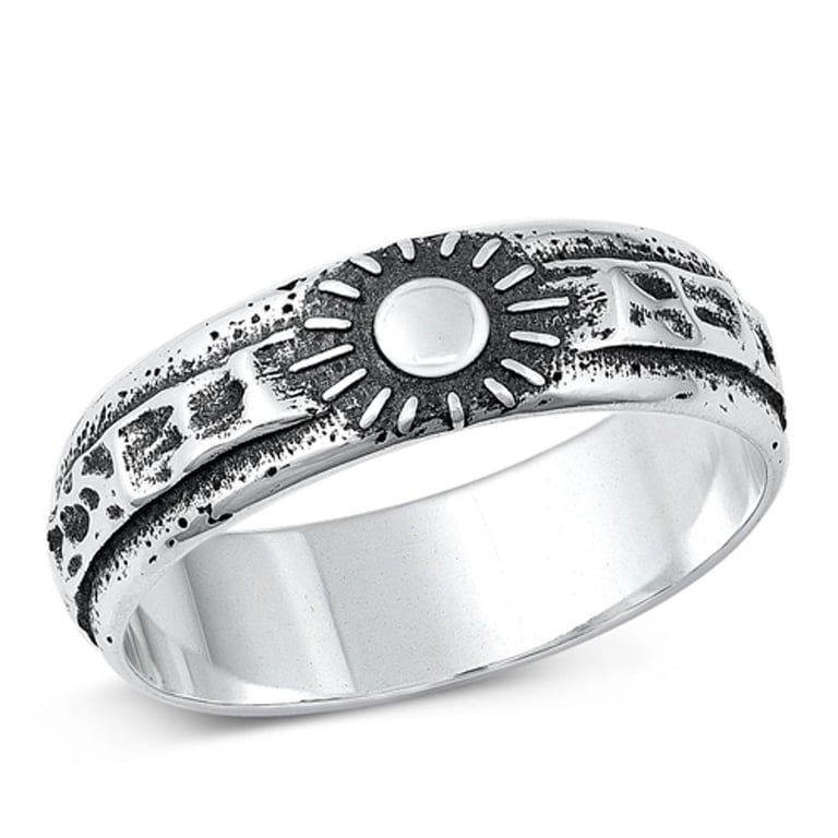 Cute Vintage Sun King Ring .925 Sterling Silver Band Jewelry 