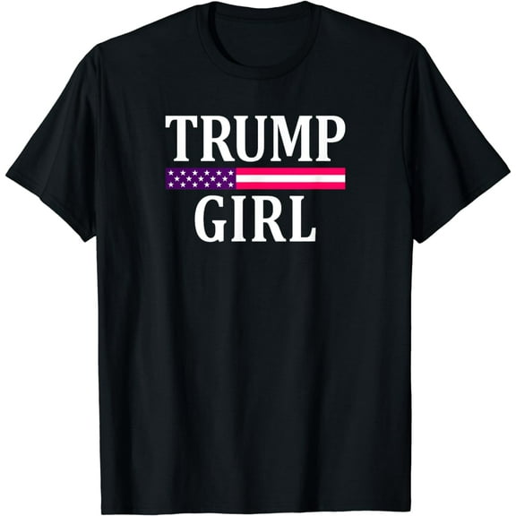 Cute Vintage Trump Girl US Flag 2024 Womens T-Shirt