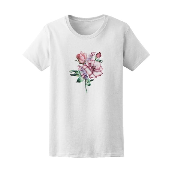 Cute Vintage Watercolor Flowers Tee Women's -Image by Shutterstock