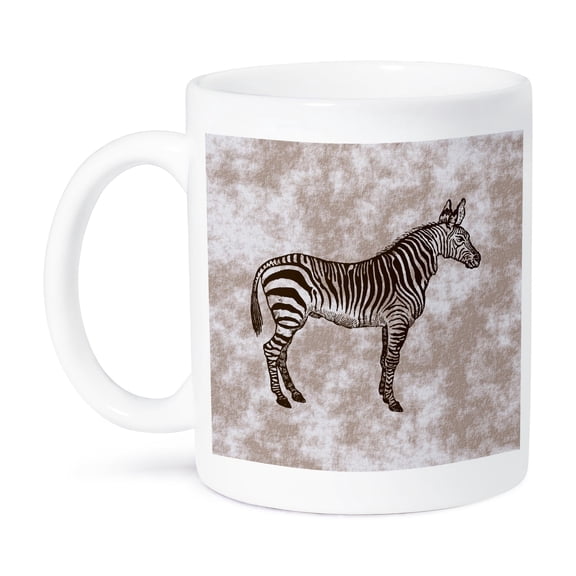 3dRose, Cute Vintage Zebra Woodcut over patterned Background, 11oz Mug