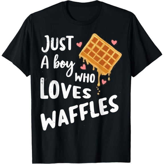 Cute Waffle Day National Waffle Day Just A Boy Loves Waffles T-Shirt100%cotton