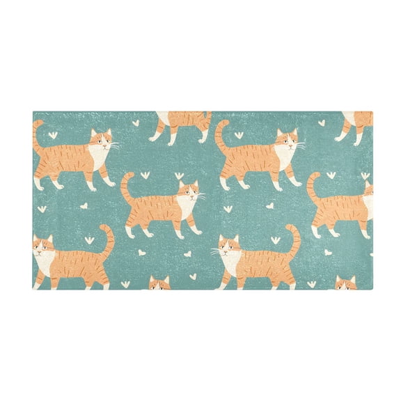 Cute Walking Cat Bath Mat 39x20 Inch Soft Absorbent Non-Slip Plush Bathroom Rug for Floor
