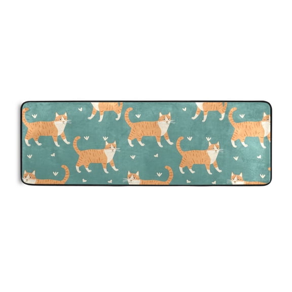 Cute Walking Cat Runner Rug 24x72 Inch Cushioned Non Slip Soft Absorbent Floor Mat