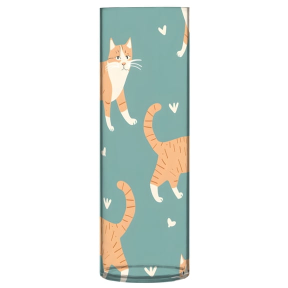 Cute Walking Cat Vase Flower Vase Clear Unbreakable Plastic Tall Decorative 11.8in