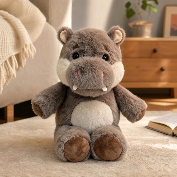Cute Walking Hippo Stuffed Toy - Soft Cuddly Hippopotamus Doll with Movable Legs for Interactive Play - Safe, Comfortable Fabric - Great Gift for Birthdays and Holidays