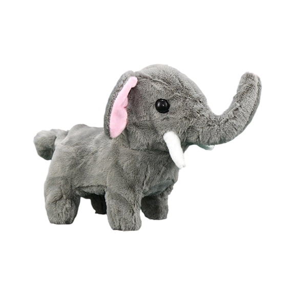Cute Walking Plush Elephant Stuffed Animal Speaking Roar Plush Electric Interactive Animated Plushies Toy for Girls Boys Birthday(Gray, 6.1in)